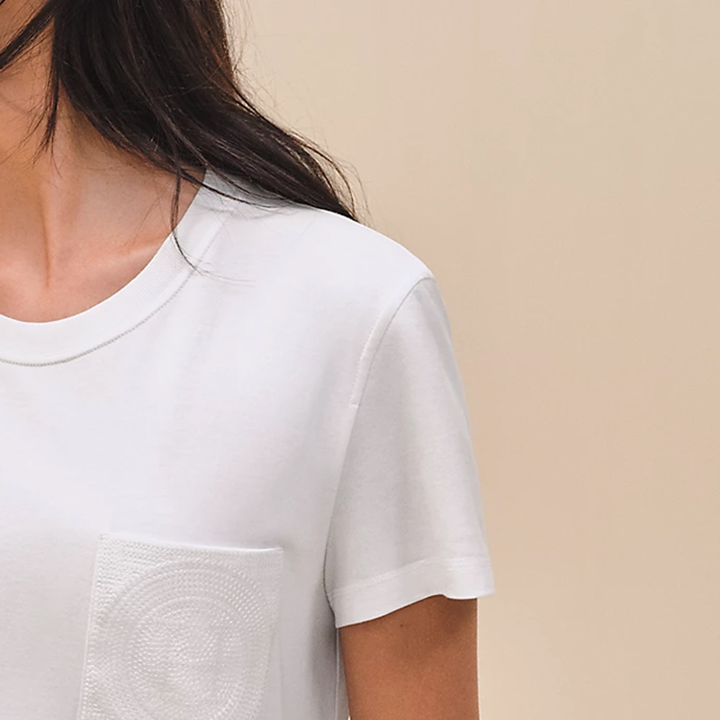 Sizing (W) エルメス 刺繍入り無地クルーネックTシャツ - ホワイト H4E4615DA90