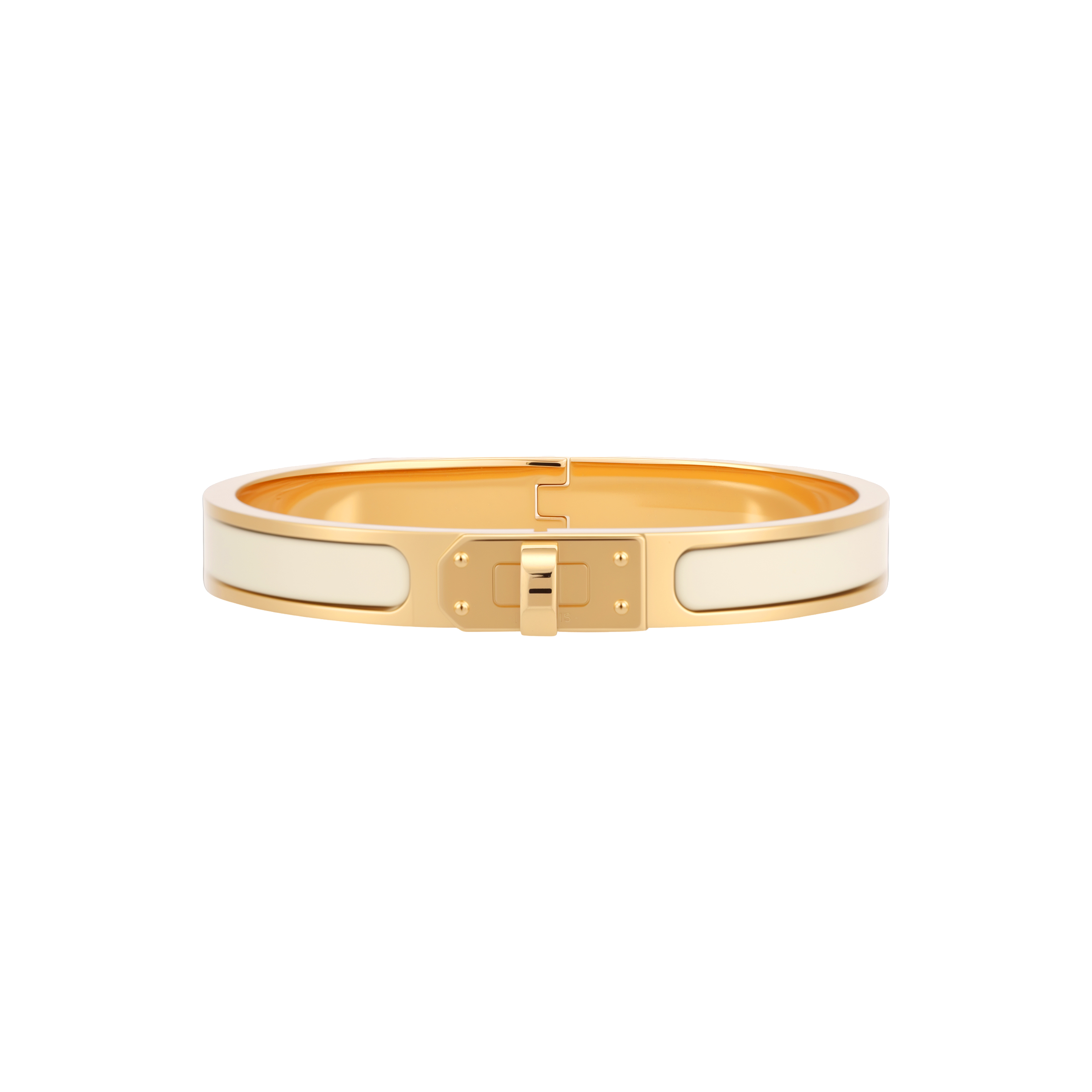 (Women) HERMES  Enamel Gold-Plated Bangle Bracelet Two-Tone Design Gold. H200004F 85