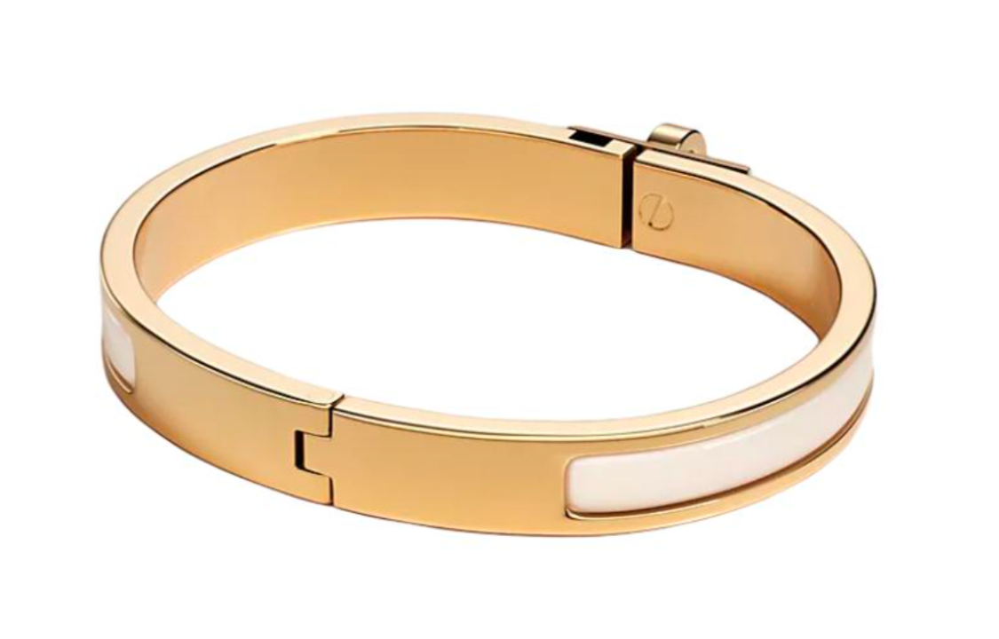 (Women) HERMES  Enamel Gold-Plated Bangle Bracelet Two-Tone Design Gold. H200004F 85 圖 3