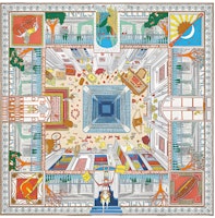 (Women) HERMES Fashion Silk Scarf with Exotic Treasure Print - Multicolor. H003757S 01 (Women) HERMES Fashion Silk Scarf with Exotic Treasure Print - Multicolor. H003757S 01