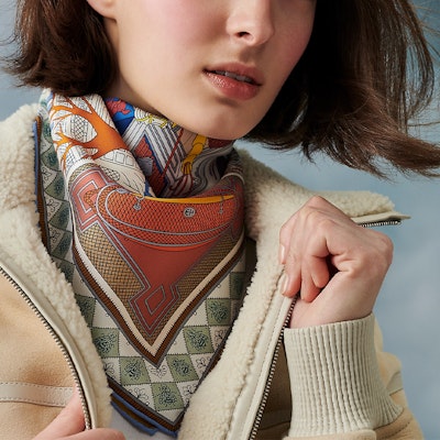 (W) エルメス ファッションシルクスカーフ エキゾチックトレジャープリント - マルチカラー H003757S 01 Lookbook (W) エルメス ファッションシルクスカーフ エキゾチックトレジャープリント - マルチカラー H003757S 01