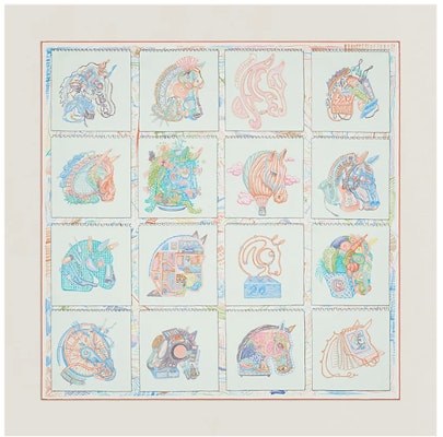 (Women) HERMES Fashionable Casual Green Silk Scarf. H003913S 06 Buy (Women) HERMES Fashionable Casual Green Silk Scarf. H003913S 06