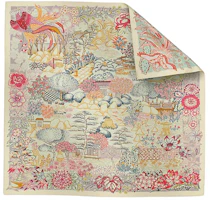 (Women) HERMES Floral Animal Print Silk Scarf in Vanilla Color. H904126Sv03 (Women) HERMES Floral Animal Print Silk Scarf in Vanilla Color. H904126Sv03