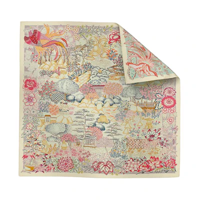(Women) HERMES Floral Animal Print Silk Scarf in Vanilla Color. H904126Sv03