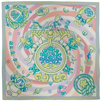 (Women) HERMES Fluorescent Green Candy Print Silk Scarf. H984151Sv05 (Women) HERMES Fluorescent Green Candy Print Silk Scarf. H984151Sv05