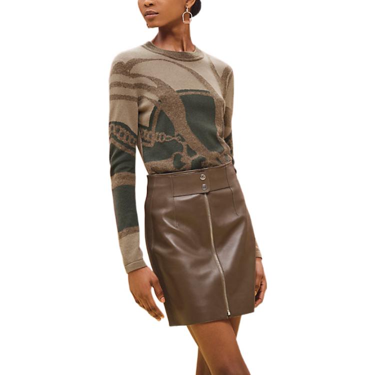 Lookbook (Women) HERMES  FW22 Pattern Knit Sweater Gobi Green H2H2664D2BK