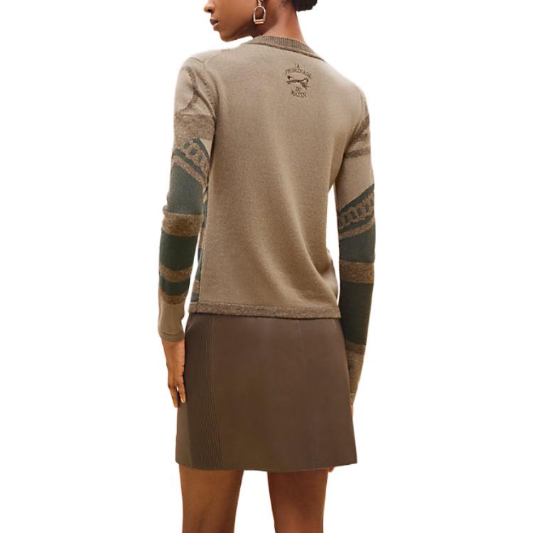 Shop (Women) HERMES  FW22 Pattern Knit Sweater Gobi Green H2H2664D2BK