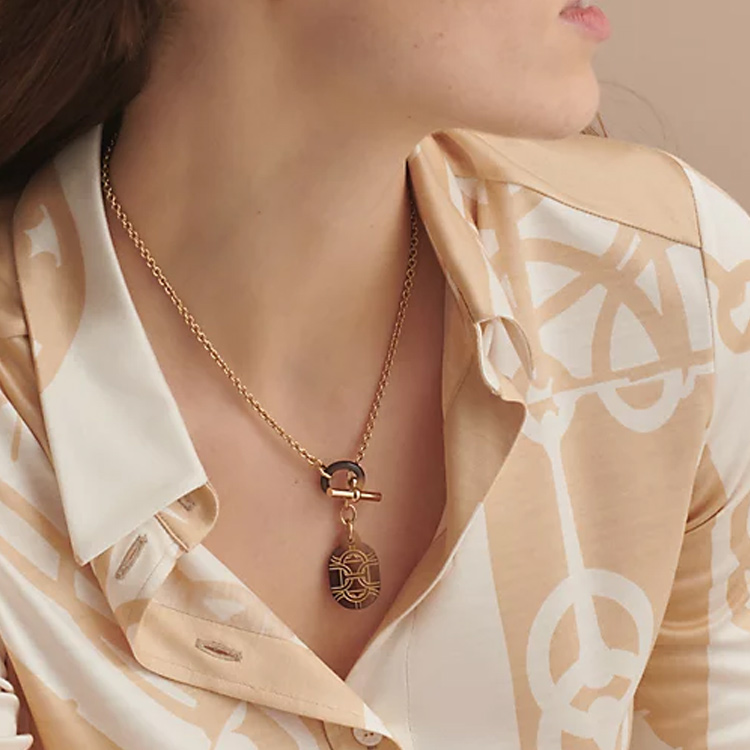 Shop (Women) HERMES  Gold-Plated Minimalist Fashion Necklace. H057132FD01