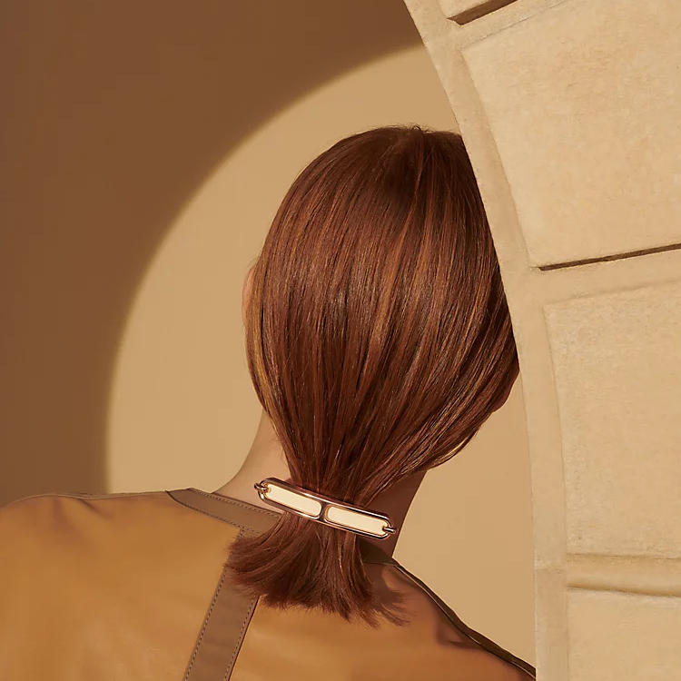 Shop (W) HERMES Klip Rambut Logam Emas Rekaan Solid. H241048G