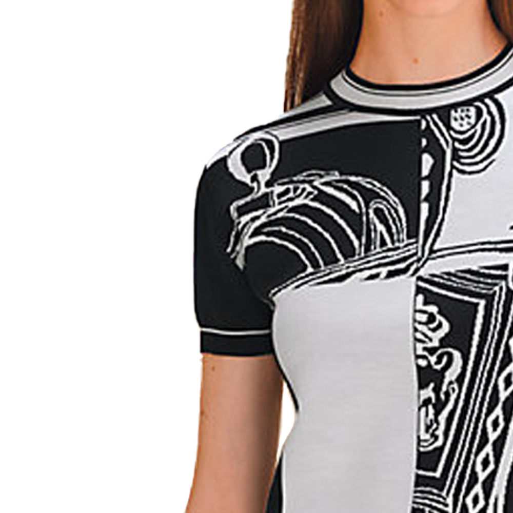 (Women) HERMES  Graphic Print Crewneck T-Shirt Black/White Short Sleeve H4E2654D65H 圖 4
