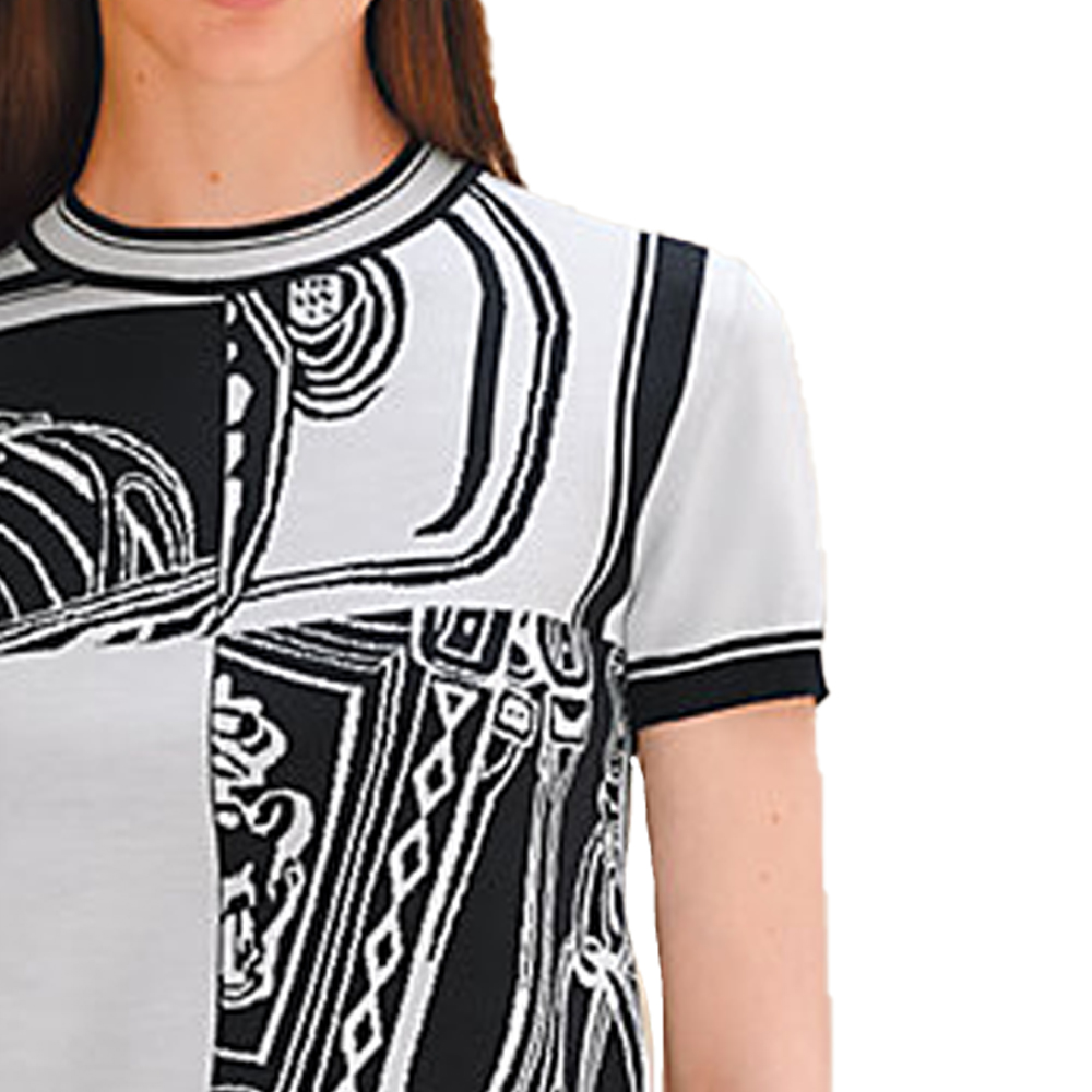 (Women) HERMES  Graphic Print Crewneck T-Shirt Black/White Short Sleeve H4E2654D65H 圖 6