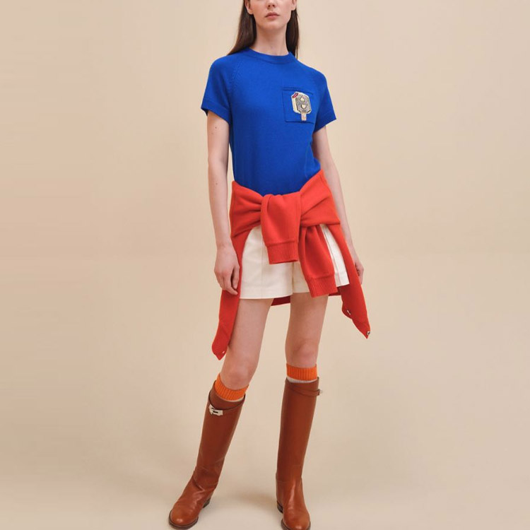 (Women) HERMES  Graphic Print Knit Short Sleeve Pullover Top H4E2626DB2O 圖 11