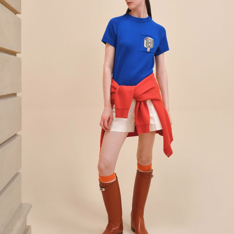 (Women) HERMES  Graphic Print Knit Short Sleeve Pullover Top H4E2626DB2O 圖 12