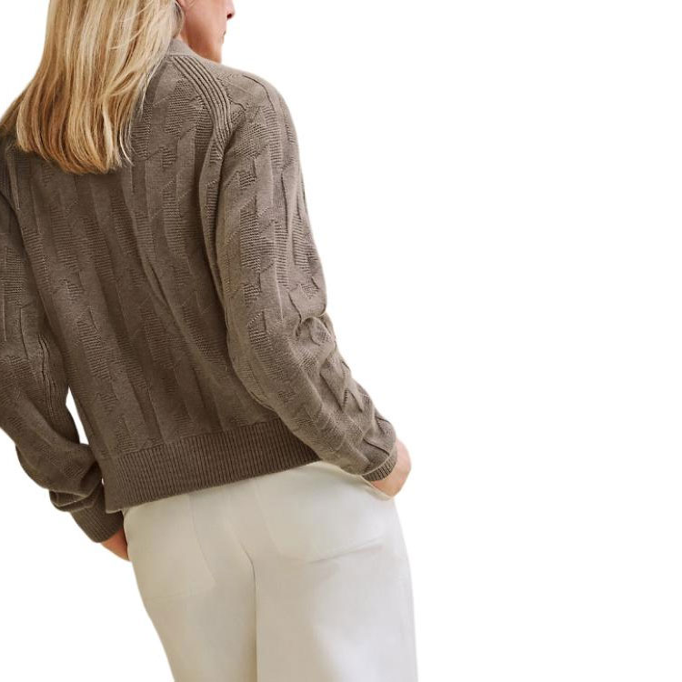 Lookbook (W) エルメス グレー Vネック ボタン 長袖 ニット カーディガン セーター. H4H2706D3DK