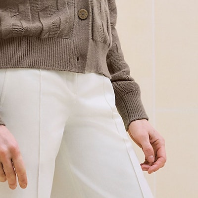 (W) エルメス グレー Vネック ボタン 長袖 ニット カーディガン セーター. H4H2706D3DK Cheap (W) エルメス グレー Vネック ボタン 長袖 ニット カーディガン セーター. H4H2706D3DK