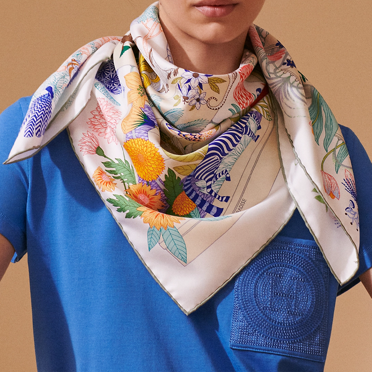 (Women) HERMES  Green Animal Print Silk Scarf H004094Sv05 圖 3