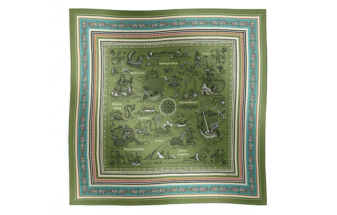 (Women) HERMES  Green Pattern Print Design Shawl. H243374Sv01 圖 2