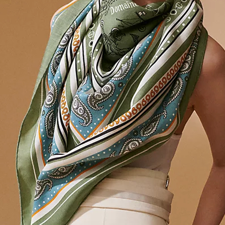 (Women) HERMES  Green Pattern Print Design Shawl. H243374Sv01 圖 3