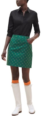 (W) HERMES 綠色波點印花牛仔迷你裙 配拉鍊設計. H4E0351D7EK Lookbook (W) HERMES 綠色波點印花牛仔迷你裙 配拉鍊設計. H4E0351D7EK
