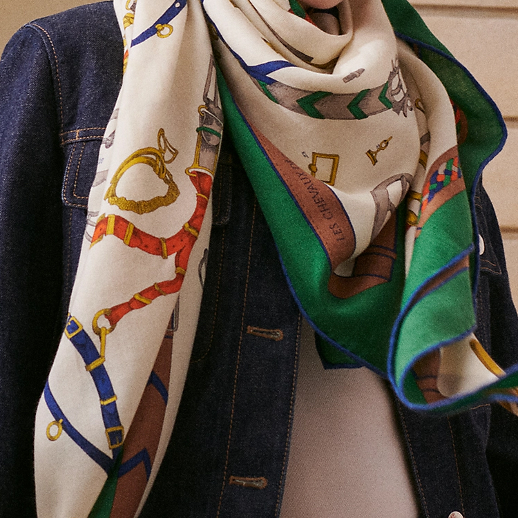 (Women) HERMES  Green Printed Logo Shawl. H244096Sv04 圖 3