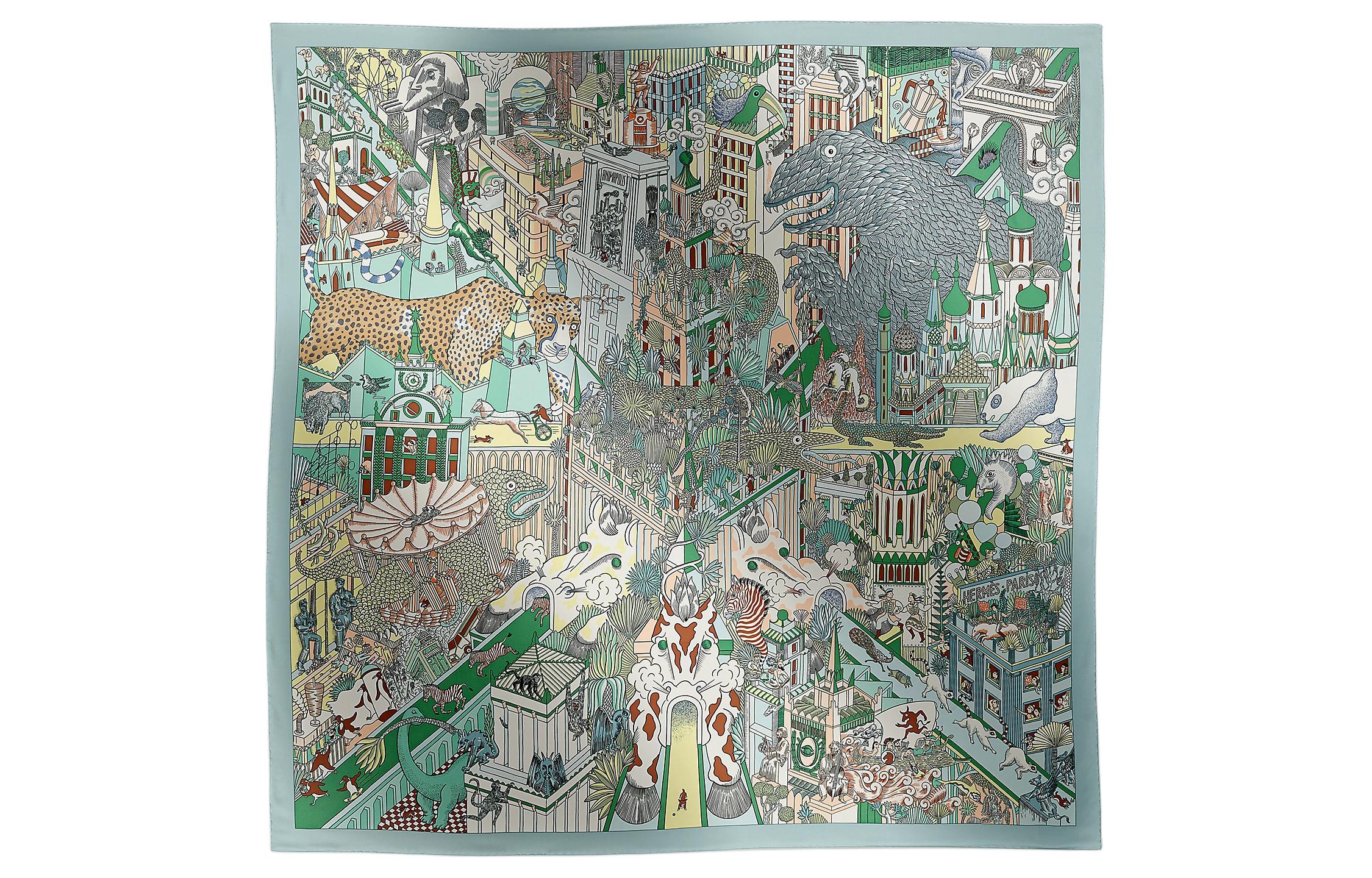 (Women) HERMES  Green Scarf with Animal Print Design. H673275Sv02 圖 2