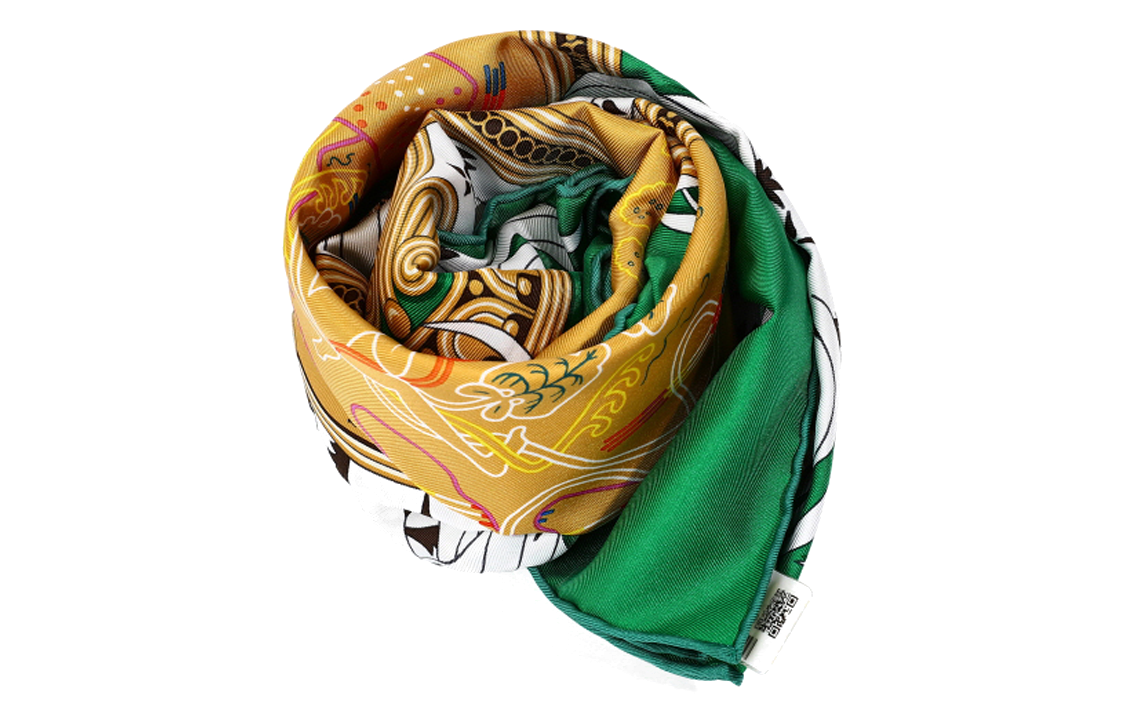 (Women) HERMES  Green Silk Scarf with Logo Pattern Design H003972S09 圖 5