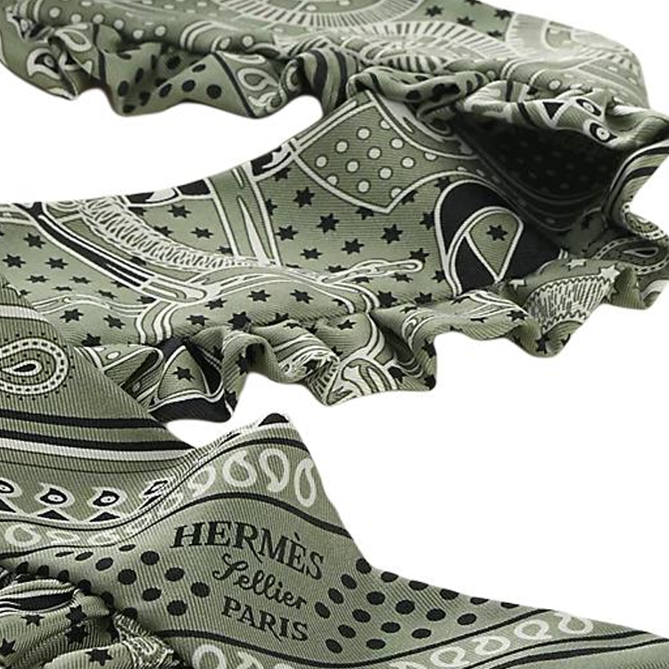 (Women) HERMES  Green Silk Scarf with Ruffle Details. H852978Sv08 圖 3