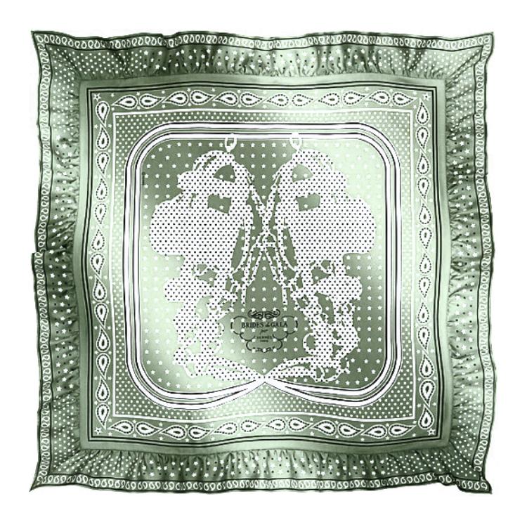 (Women) HERMES  Green Silk Scarf with Ruffle Pattern Print. H942669Sv03 圖 2