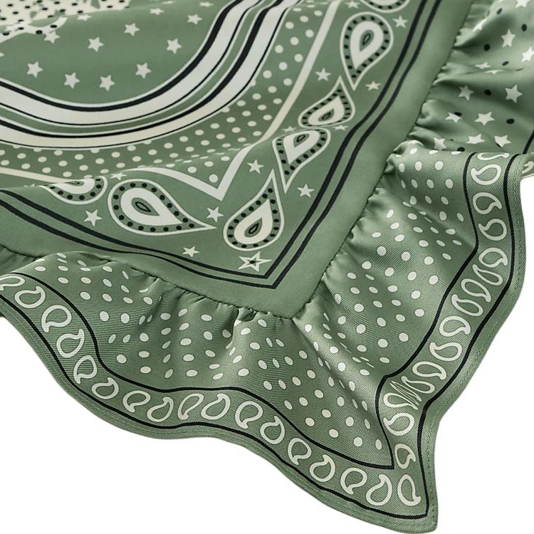 (Women) HERMES  Green Silk Scarf with Ruffle Pattern Print. H942669Sv03 圖 3