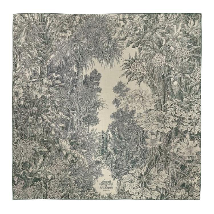 (Women) HERMES  Grey Cashmere Silk Scarf with Designer Pattern. H244121Sv05 圖 2