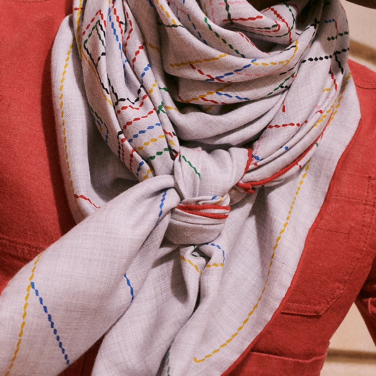 (Women) HERMES  Grey Geometric Pattern Shawl H242500Sv12 圖 3