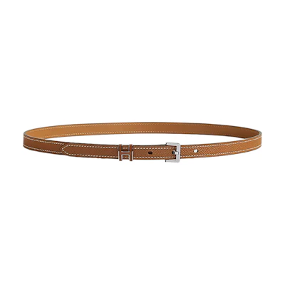 (Women) HERMES H-Buckle Calfskin Leather Belt in Dark Brown, 1.5cm Width H081087CK37070