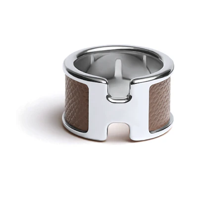 (Women) HERMES H Shape Ring in Deep Brown Calfskin Leather. H500059FK18S