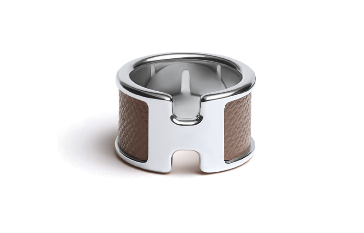 Order (Women) HERMES  H Shape Ring in Deep Brown Calfskin Leather. H500059FK18S