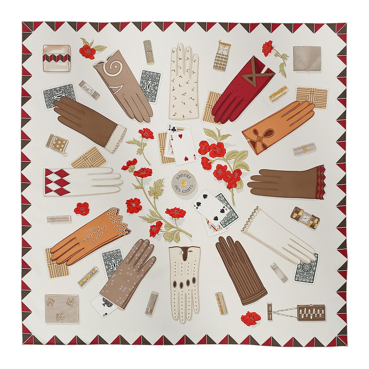 (Women) HERMES  Hand-Rolled Silk Scarf - Gray White. H004211S 01