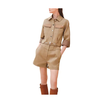 (Women) HERMES Herringbone Short Jacket in Marble Beige Color. H4E0229DVVD