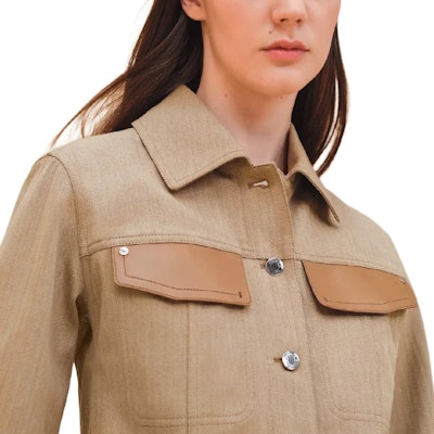 (Women) HERMES Herringbone Short Jacket in Marble Beige Color. H4E0229DVVD Shop (Women) HERMES Herringbone Short Jacket in Marble Beige Color. H4E0229DVVD