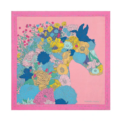 (Women) HERMES Light Flutter Floral Print Square Silk Scarf. H933936S-14