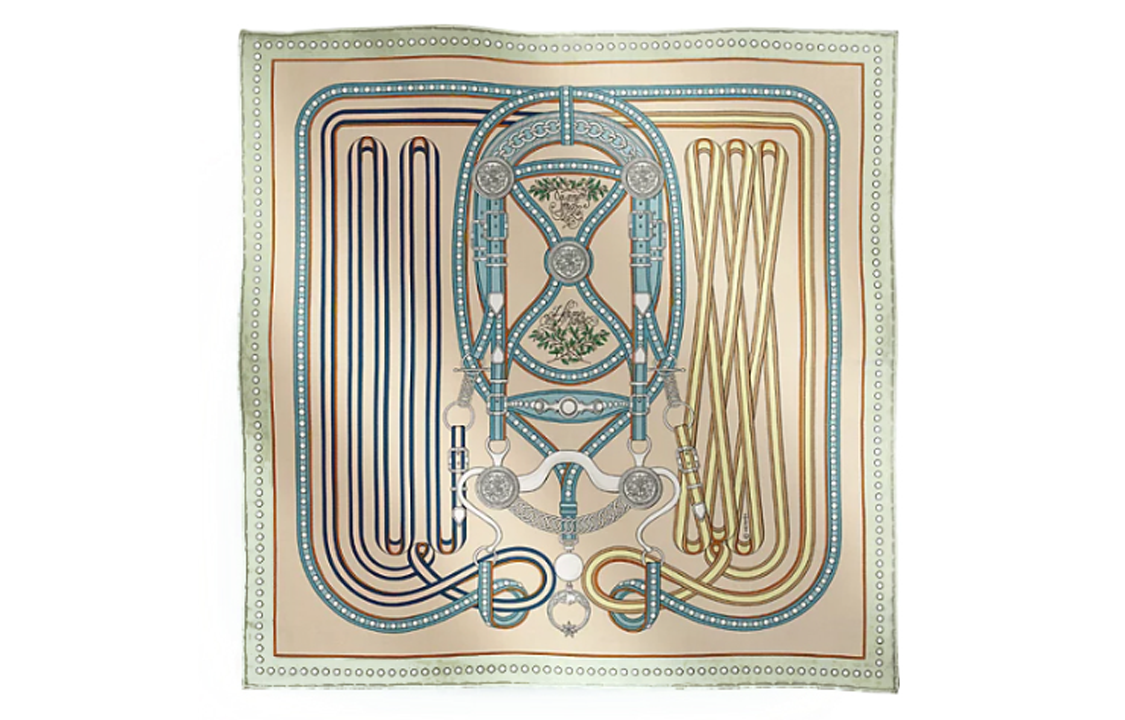 (Women) HERMES  Light Green Silk Scarf with Printed Pattern Design. H893778Sv04 圖 2