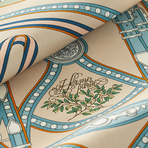 (Women) HERMES  Light Green Silk Scarf with Printed Pattern Design. H893778Sv04 圖 3