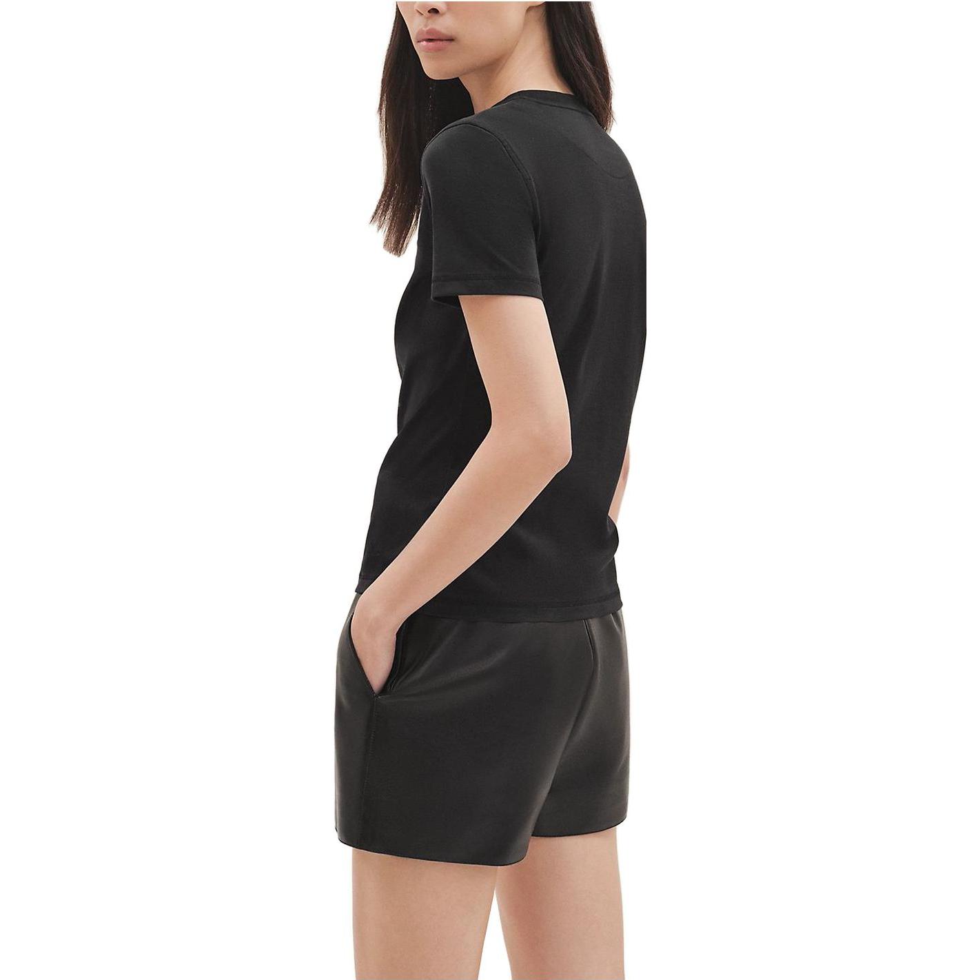 Details for (W) HERMES T-Shirt Longgar Leher Bulat Cetakan Huruf SS23 Hitam H3H4611DL0238