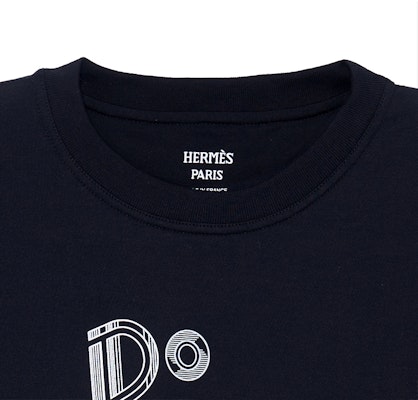 (W) HERMES T-Shirt Longgar Leher Bulat Cetakan Huruf SS23 Hitam H3H4611DL0238 Cheap (W) HERMES T-Shirt Longgar Leher Bulat Cetakan Huruf SS23 Hitam H3H4611DL0238