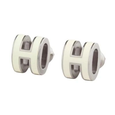 (Women) HERMES Metal Stud Earrings with Alphabet Design - Multicolor 105712595