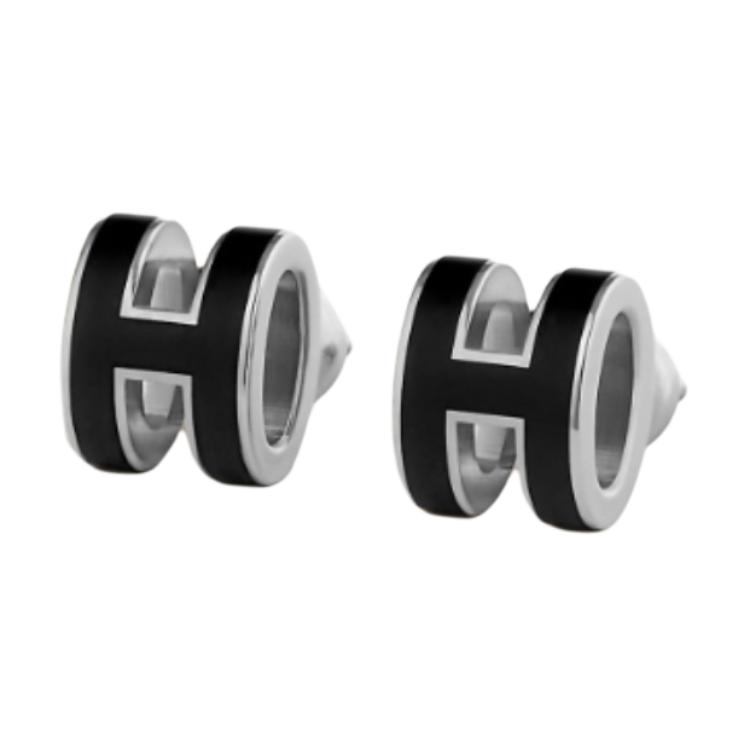 Order (W) HERMES 字母設計金屬鉚釘耳環 - 多色 105712595