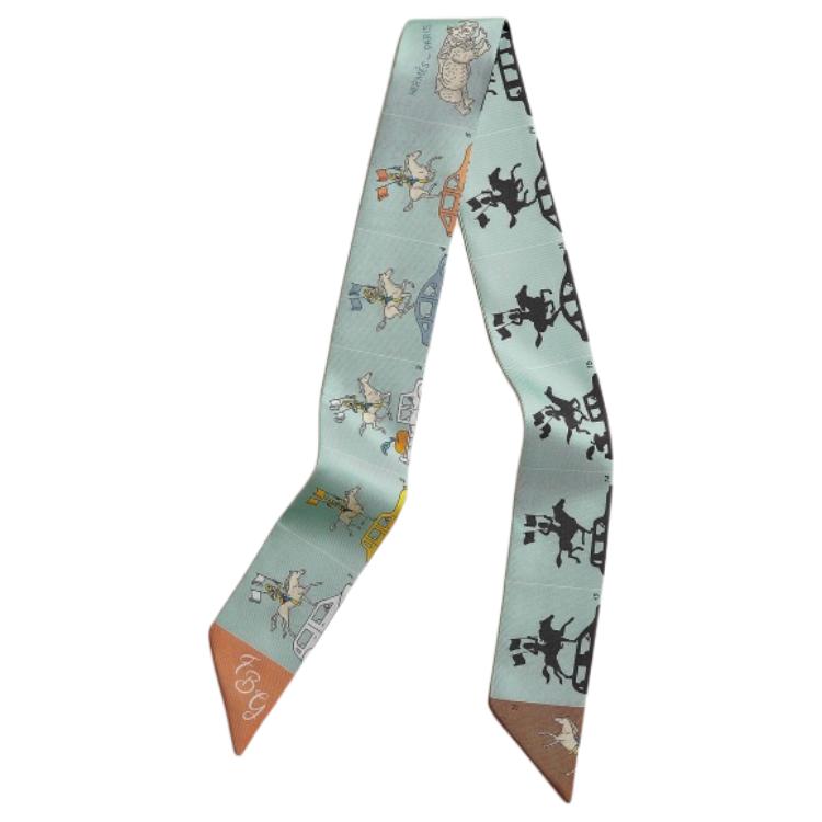 (Women) HERMES  Multi-Color Embroidered Letter Design Silk Scarf H064150S 圖 3