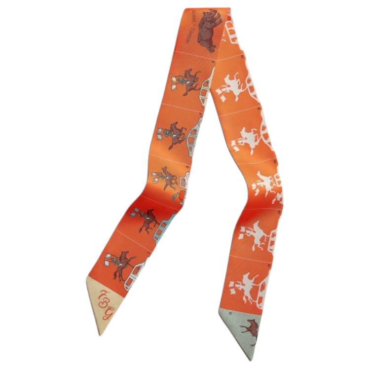 (Women) HERMES  Multi-Color Embroidered Letter Design Silk Scarf H064150S 圖 5