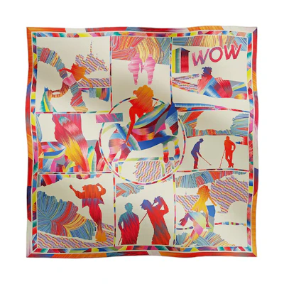 (Women) HERMES Multi-Color Silk Scarf with Figurative Painting Design H004067Sv01
