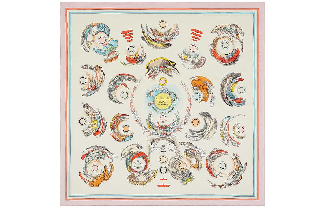 (Women) HERMES  Multicolor Alphabet Print Silk Scarf H982853S 08