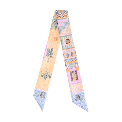 (Women) HERMES Multicolor Pattern Decorative Silk Scarf H064011S 08