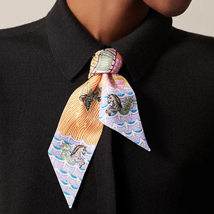 (Women) HERMES  Multicolor Pattern Decorative Silk Scarf H064011S 08 圖 5